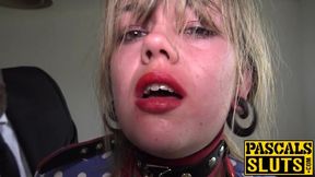 Chubby British babe Madison Stuart gives deepthroat blowjob