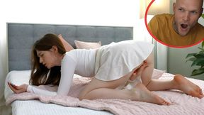 Excited redhead teen gets caught jerking off and gets fucked hard