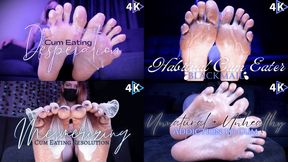 Binge On Cum: Cummy Feet Compilation - 4K - The Goddess Clue, Extreme CEI, Foot Slave Training, 47 Minutes Of Cum Eating Instruction And Imposed CEE