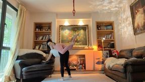 #CH0109 Ponyplay and piggyback in home with two yoga pants ponygirls II.
