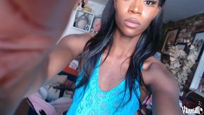 tiny skirt big facial - black trans girl vanniall edges her giant girldick on webcam - ebony bbc cumshot big cock