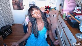 tiny skirt big facial - black trans girl vanniall edges her giant girldick on webcam - ebony bbc cumshot big cock