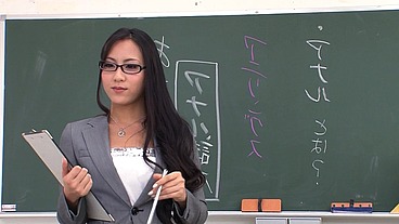 Skinny Japanese Nymphomaniac Teacher seduce to Double Creampie Fuck at Classroom