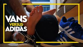 Vans Versus Adidas - Hogtied in White Tape + Foot Fetish (1080p) Gay Bondage - Gay Domination - Sneakers - Tape Bondage - BDSM