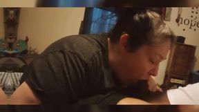 French Latina BBW gags on big black cock