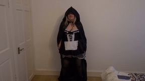 French maid in stockings striptease