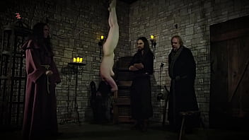 Mooin Witch &ndash_ The exhausted milkmaid is pulled upside down to the ceiling with weights at her wrists  to be tormented and interrogated further and to see milk flowing (preview)