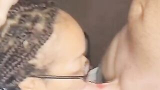 Master slapping spitting and cumming all on my vagina whore face