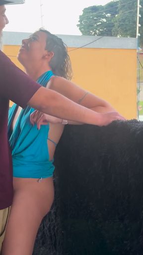 Neighbors hooking up and grinding on the balcony.   Clip 3