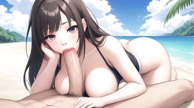 Blue eyed beach babe spreads legs for sloppy blowjob in bikini