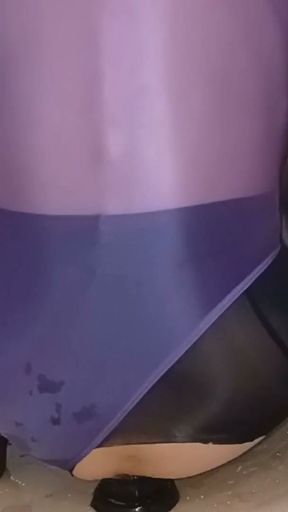 Sissy-Kuroko PurpleLeotards Huge Dildo   Clip 2