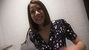 Japanese Woman With Big Breasts. She Gives A Blowjob Creampie Sex And Cums In Her Mouth In The Toilet. She Is Uncensored