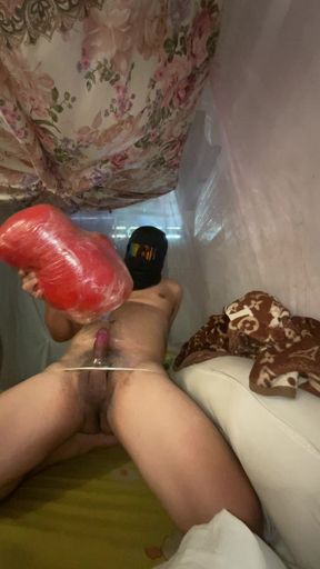 Unwrap My Cock to Fuck Teddy Bear Till Cum Outside.