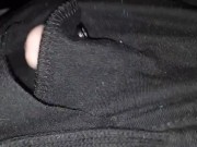 Thrusting Up and Jerking Off His Packer Through Boxers and Open Button Sweats