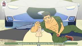 The Mechanic gets his engine revved hard in the garage