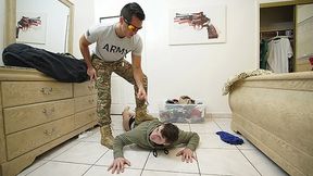 Dominative Army Stud Ryan Pitt Suck Off's His Trussed Up Step Bro Michael Boston - BrotherCrush