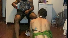 I made the submissive little dog lick my feet.