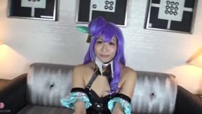 Blue-haired hentai cosplay babe gets super wet pre-insertion for a naughty thrill ride