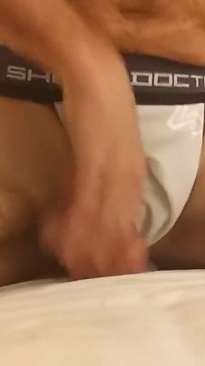 Hot Amateur Bi Furry Otter in Jockstrap Riding Big Dildo Stroking Big Cock