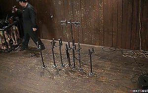 Lesbians fisting on device bondage