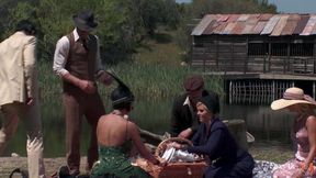 Bobbi Starr, Dylan Ryder, Julia Ann, and Natasha Marley in 1920's porn parody. Pleasure cocks, pussy