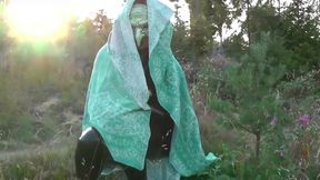 mistress in the forest grabbed a man and started beating his ass with branches, femdom in the forest