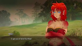 Redhead Muscle Woman Dominates New Anime Girl In Quest Failed Fantasy Scene