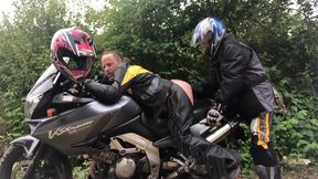 Bike–Loving Stud Fists Nympho Partner in Extreme BDSM Anal Action