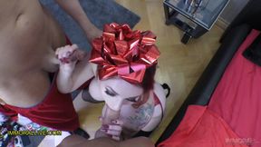 Santa & elf get ginger cookie for Christmas – Busty redhead MILF Zara Du Rose POV threesome