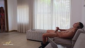 Blonde milf Monique Fuentes gets caught and then fucked by Max Betancur