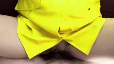 Yellow Raincoat Hot Fucking Brunette in PVC