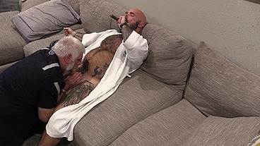 Jason Collins BJ while smoking a cigar in my robe with Jim Love!