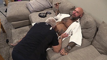 Jason Collins BJ while smoking a cigar in my robe with Jim Love!