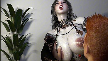 3D BBW Asian whore wearing sexy lingerie have a hardcore sex with BBC