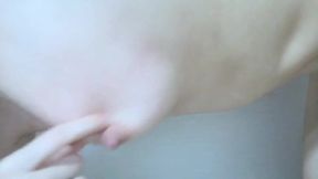 Show off to the camera Milking big tits huge cleavage nipple orgasm POV