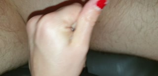 letting cuckold out of his cage. Hard handjob cum denial