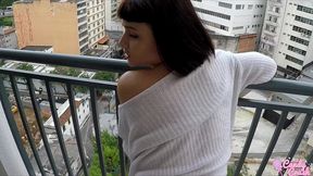 creampied her ass after breakfast on the balcony