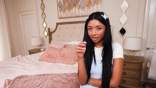 Hot brown teen gets her chocolate muff filled with cream