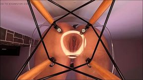 Amateur GF gives a surprise wet blowjob on a chair
