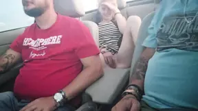 College girl dared to masturbate in the back of convertible with the top down