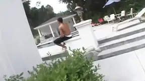 Hot girl with a nice rear shows off her dripping cunt