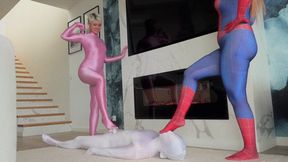Pink Panther Ruslana And Spider Girl Weronika Rule Over White Shadow At Their Feet Near Fire Place - Part 1 - 4K