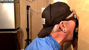 Cum loving DILF sucks hard white rod at home