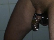 LOCKED in to a COCK CAGE ** Slow Motion **