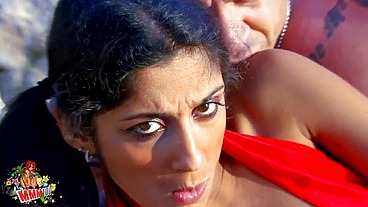 Hot skinny Indian little slut fucked by big cock at the beach