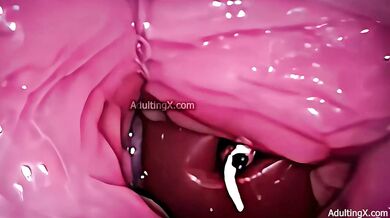 Camera in Vagina, Cervix POV, Tiny Cucked by Giant ‘Couple’, Cum in Condom and Creampie - Full Clip