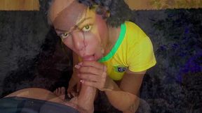 Naughty Brazilian girl takes thick black dick at husband's house