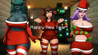 HornyCraft Minecraft Parody Hentai game PornPlay Ep.22 three hot girls under the christmas tree
