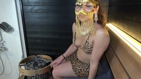 sauna time with my perfect ass arab stepsister behind a golden veil