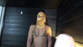 sauna time with my perfect ass arab stepsister behind a golden veil